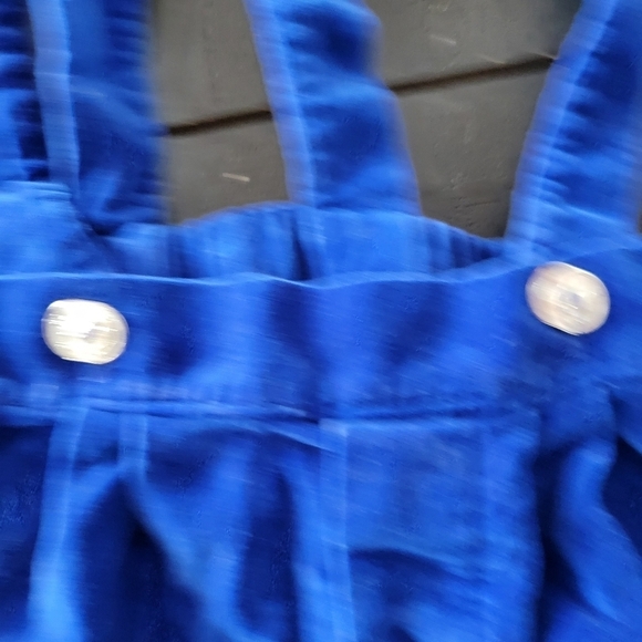 Vintage Royal Blue Velvet Suspender Shorts Outfit Baby Boy 6-9 Months Crest Vtg - Picture 3 of 5